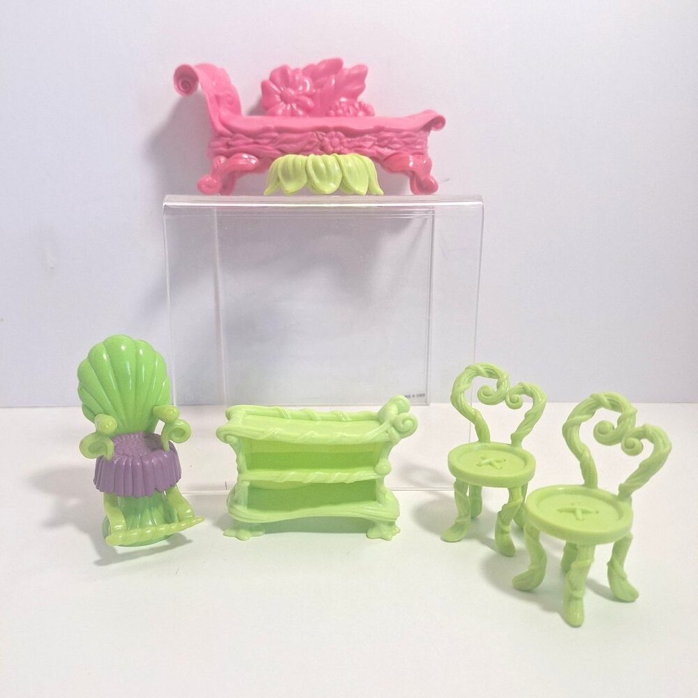 Disney Fairies Tinks Pixie Cottage Playset Furniture Replacement Lot Green Pink